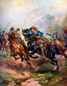 La caballería del príncipe Rupert cargando en Edgehill en 1642 de Henry A Payne