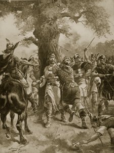San Edmundo Asesinado por los Daneses, 870 d.C., ilustración de 
