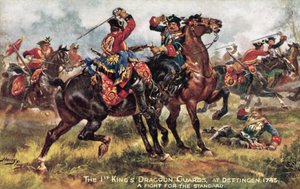 El Caballo del Rey, ahora el 1º (Rey) Dragones de la Guardia, Batalla de Dettingen, junio de 1743