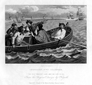 El aprendiz ocioso despedido y enviado al mar, placa V de Industria y Ociosidad, 1833 de Henry Adlard