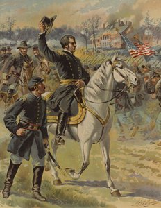 El general Hooker en la batalla de Chancellorsville, Virginia, Guerra Civil Americana, 3 de mayo de 1863 (cromolitografía) de Henry Alexander (after) Ogden