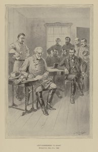 Rendición de Lee a Grant, Appomattox, Virginia, 9 de abril de 1865 (litografía) de Henry Alexander (after) Ogden