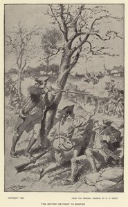 La retirada británica a Boston (litografía) de Henry Alexander (after) Ogden