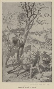 La retirada británica a Boston (litografía) de Henry Alexander (after) Ogden