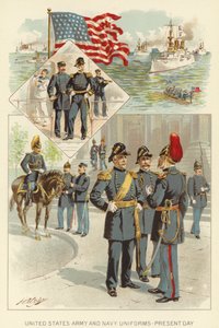 Uniformes del Ejército y la Marina de los Estados Unidos, Actualidad (litografía en color) de Henry Alexander (after) Ogden