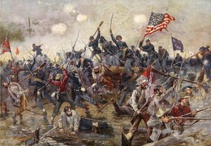 La batalla de Spotsylvania, 8-21 de mayo de 1864 (litografía en color)