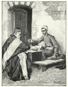 Un escritor oriental sellando una carta
