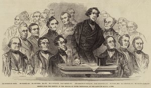 Boceto de la reunión de la Asociación de Salud de las Ciudades, en las Salas de Hanover Square