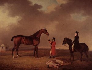 Caballo bayo con mozo en Newmarket Heath de Henry Bernard Chalon