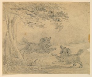 Estudio de dos spaniels en un parque de Henry Bernard Chalon