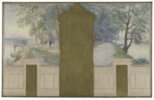Boceto para el salón de bodas del ayuntamiento de Asnières: Paisajes. El Sena con los puentes de Saint-Ouen y Courbevoie, hacia 1900 (óleo sobre lienzo)