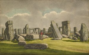 Stonehenge desde el S.O., mostrando ruinas con soldado, 1824-1839
