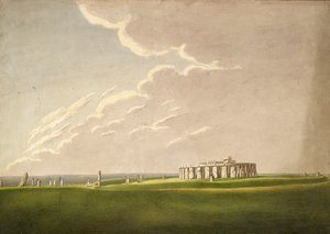 El gran templo antediluviano de Stonehenge: en su estado original desde el norte, 1824-1839 de Henry Browne