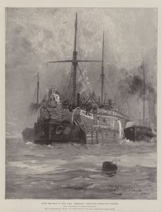 Después de su juicio por fuego, HMS Belleisle remolcada al puerto de Portsmouth de Henry Charles Seppings Wright