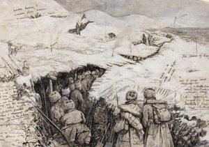 Galicia, tropas rusas en colinas cubiertas de nieve, 13 de marzo de 1916