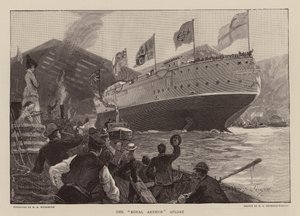 HMS Royal Arthur a flote (grabado) de Henry Charles Seppings Wright