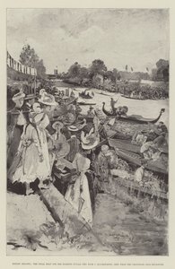 Regata de Henley, la final de los Diamond Sculls (Ten Eyck v Blackstaffe), vista desde el recinto del Grosvenor Club