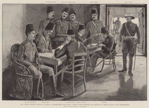 El Avance hacia Dongola, un Consejo en el Cuartel General, Wady Halfa, el Capitán Watson informando sobre el Descubrimiento de Huellas de Derviches en los Alrededores de Henry Charles Seppings Wright
