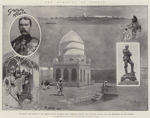 La venganza de Gordon, Omdurman, la escena de la gran batalla entre las tropas británicas y egipcias combinadas y los derviches del Sudán de Henry Charles Seppings Wright