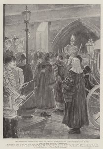La ceremonia de proclamación dentro de Temple Bar, el alcalde leyendo la carta traída por Rouge Dragon de Henry Charles Seppings Wright