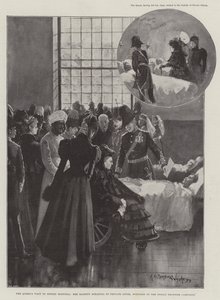 La Visita de la Reina al Hospital de Netley, Su Majestad hablando con el Soldado Lever, herido en la Campaña Fronteriza India de Henry Charles Seppings Wright