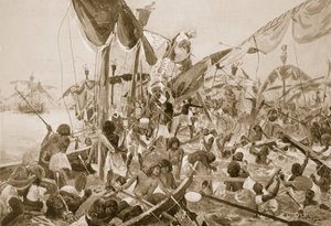 La Batalla Naval en Pelusium, ilustración de 