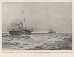 El viaje de prueba del nuevo yate del Rey, Victoria y Albert, el yate hablando con el Centurión de regreso a casa frente a la costa de Portugal de Henry Charles Seppings Wright