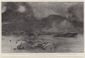 El Desastre Volcánico en Martinica, las Ruinas de St Pierre vistas desde el Crucero Francés Suchet, Cuarenta y Ocho Horas después de la Erupción