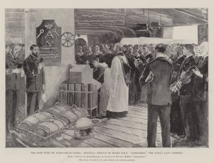 El difunto Duque de Sajonia-Coburgo-Gotha, Servicio Memorial a bordo del HMS Alexandra, el último comando del Duque de Henry Charles Seppings Wright