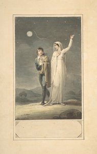 Paisaje Nocturno con Dos Figuras diseño para una ilustración de libro grabada de Henry Corbould