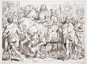 Cómo Hereward entra en la fortaleza consagrada de St. Bertin, ilustración de Hereward the Great de Charles Kingsley, pub. 1870 de Henry Courtney Selous