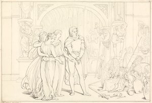 Ilustración de El progreso del peregrino, 10. (El peregrino en la armería) de Henry Courtney Selous