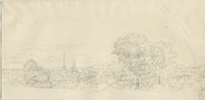 Lichfield - Vista distante: dibujo a pluma, nd [1788-1855] de Henry Curzon Allport
