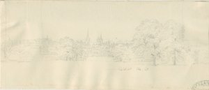 Lichfield - Vista norte (distante): dibujo a lápiz, nd [1788-1855] de Henry Curzon Allport