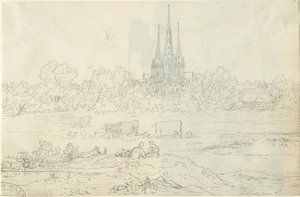 Catedral de Lichfield - Vista Este: dibujo a pluma y tinta, 20 Jun [c 1820] de Henry Curzon Allport
