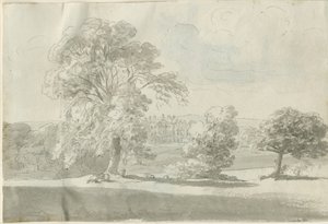 Shenstone - Little Aston Hall: dibujo a pluma y lavado, nd [1788-1855] de Henry Curzon Allport