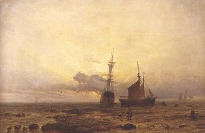 Escena costera, atardecer de Henry Dawson