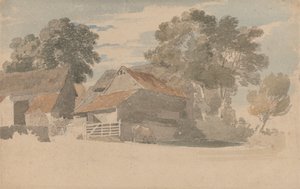 Edificios agrícolas con árboles de Henry Edridge