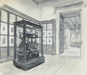 Vista interior del Museo Británico mostrando la galería de grabados de Henry Edward Tidmarsh
