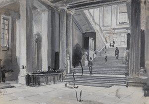 Vista interior del Museo Británico mostrando la escalera principal, 1884 de Henry Edward Tidmarsh