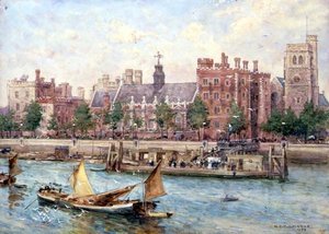 Palacio de Lambeth desde el puente de Henry Edward Tidmarsh