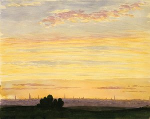 Ciudad y atardecer