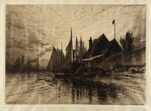 Atardecer, puerto de Nueva York de Henry Farrer
