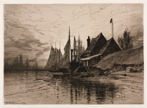 Atardecer, Puerto de Nueva York, 1884 de Henry Farrer