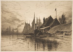 Atardecer, puerto de Nueva York de Henry Farrer