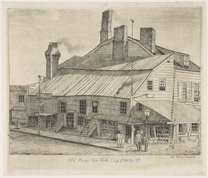 Casa Antigua, Esquina de Peck Slip y Water Street de Escenas del Viejo Nueva York, 1870 de Henry Farrer