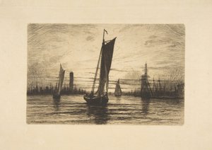 Atardecer en el East River de Henry Farrer