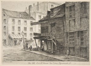 La vieja casa de la playa, esquina de las calles Cedar y Greenwich de Escenas del viejo Nueva York, 1874 de Henry Farrer