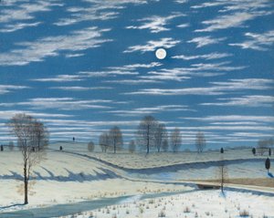 Escena de Invierno a la Luz de la Luna, 1869 de Henry Farrer