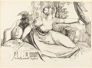 Una mujer sentada junto a la ventana de Johann Heinrich Füssli